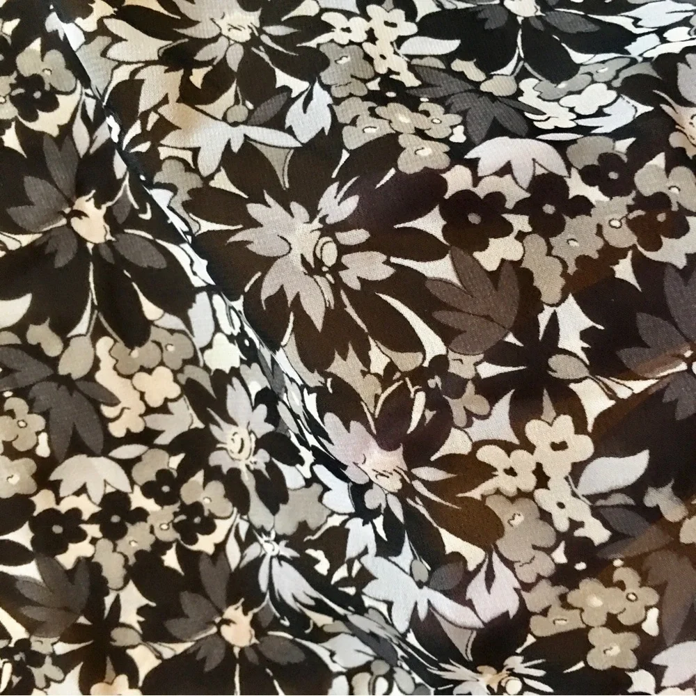 Floral, Lightweight, Semi-Sheer Scarf, Black, White